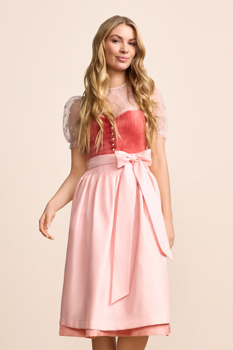 Kruger long Dirndl 2pcs. 70cm "Berina" red
