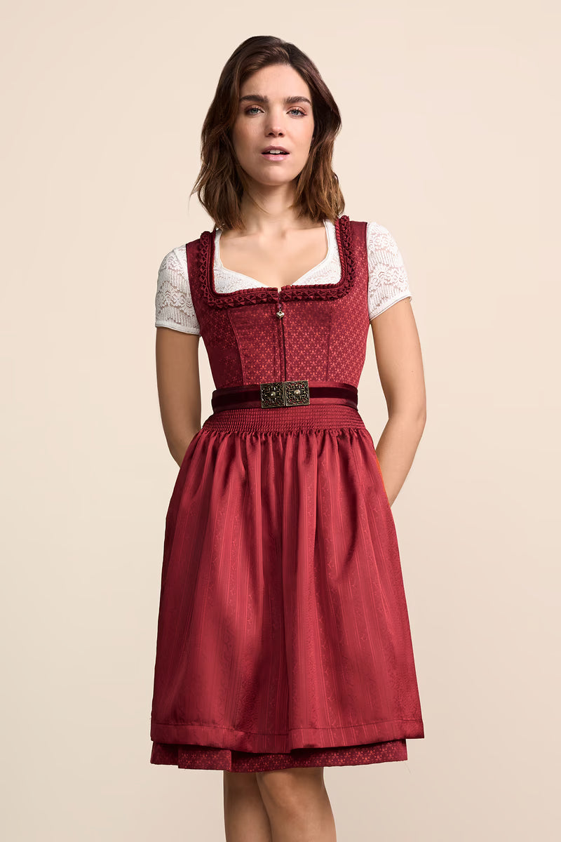 Kruger Midi Dirndl 2pcs. 60cm "Brigette" red