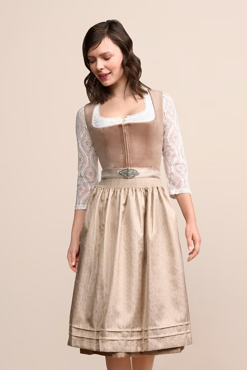 Kruger Long Dirndl 2pcs. 70cm "Aurela" biege