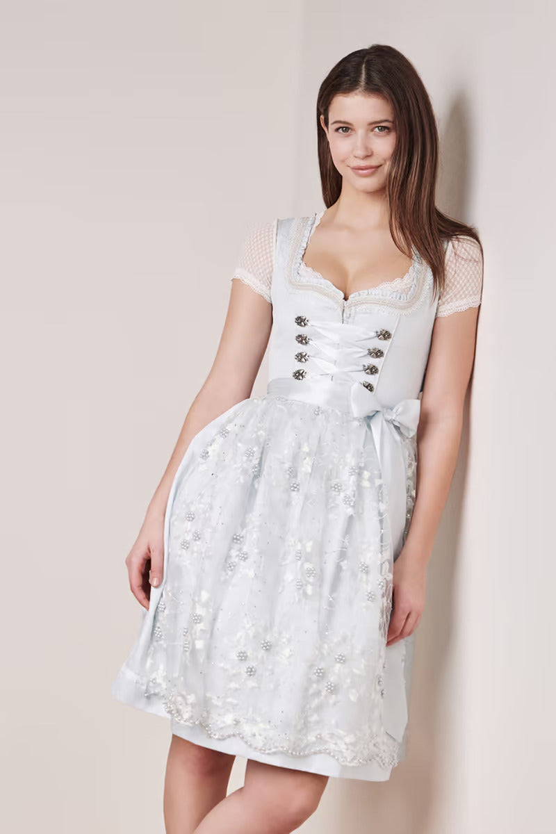 Kruger Midi Dirndl 2pcs. 60cm "Sunny" blue