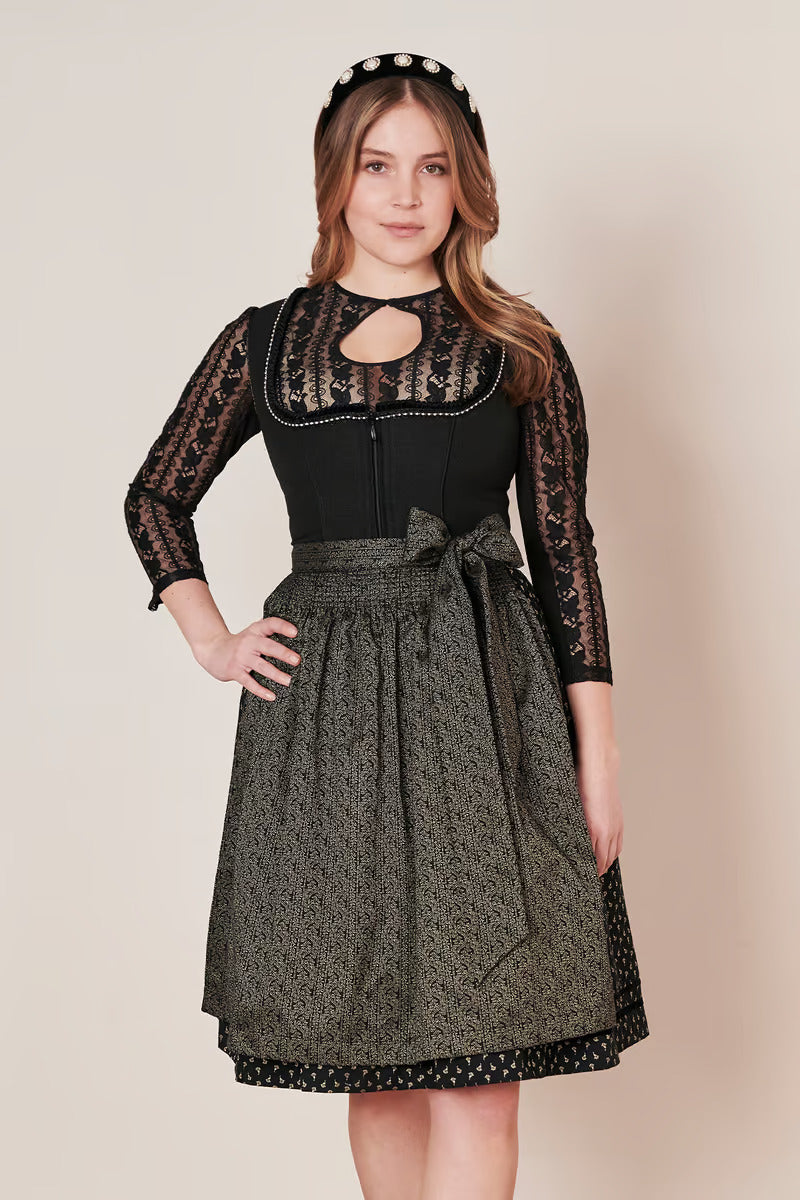 Kruger Midi Dirndl 2pcs. 60cm "Adalyn" black (30,40)