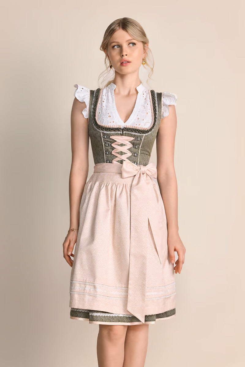 Kruger Midi Dirndl 2pcs. 60cm "Elowen" green (36)