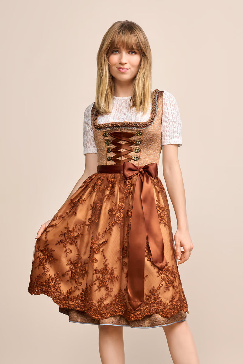 Kruger Mini Dirndl 2pcs. 50cm "Maris" brown (size 36)