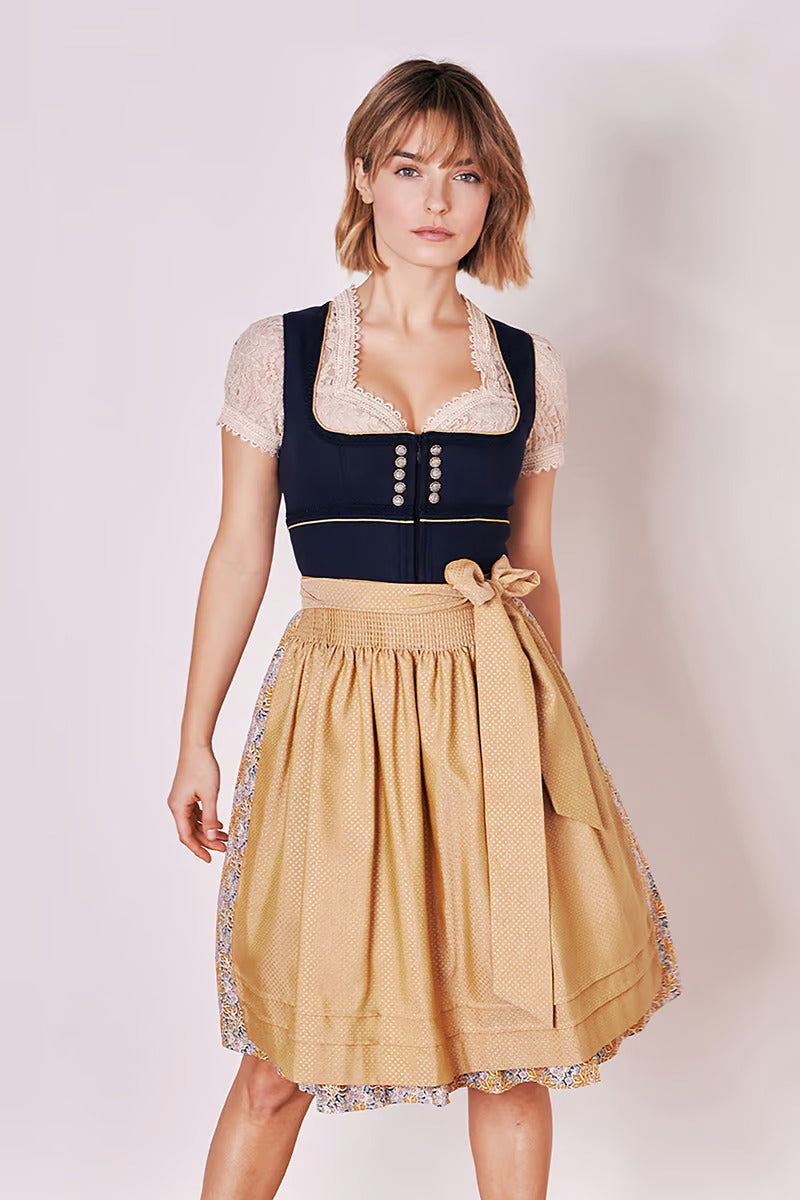 Kruger Midi Dirndl 2pcs. 60cm "Bee" blue