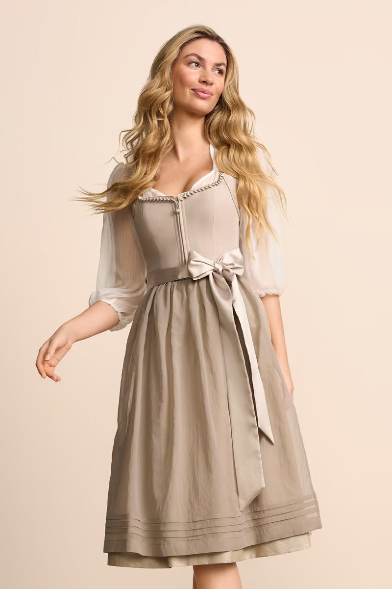 Krüger Leniya Long Dirndl, Beige — 70cm 2pc Set