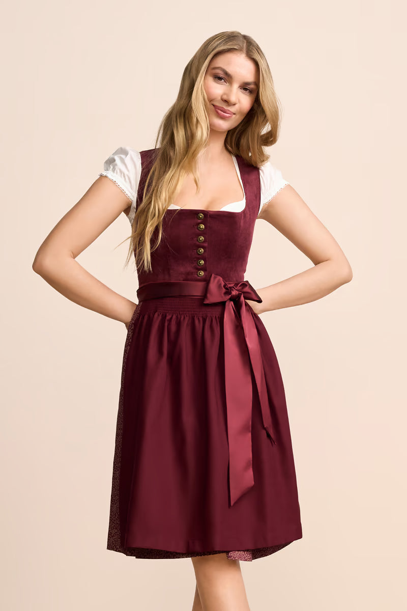 Kruger Lottea Midi Dirndl, Red — 60cm 2pc Set