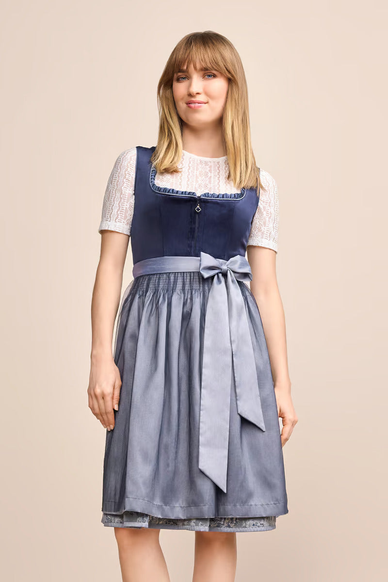 Kruger Midi Dirndl 2pcs. 60cm "Joelina" blue (38)