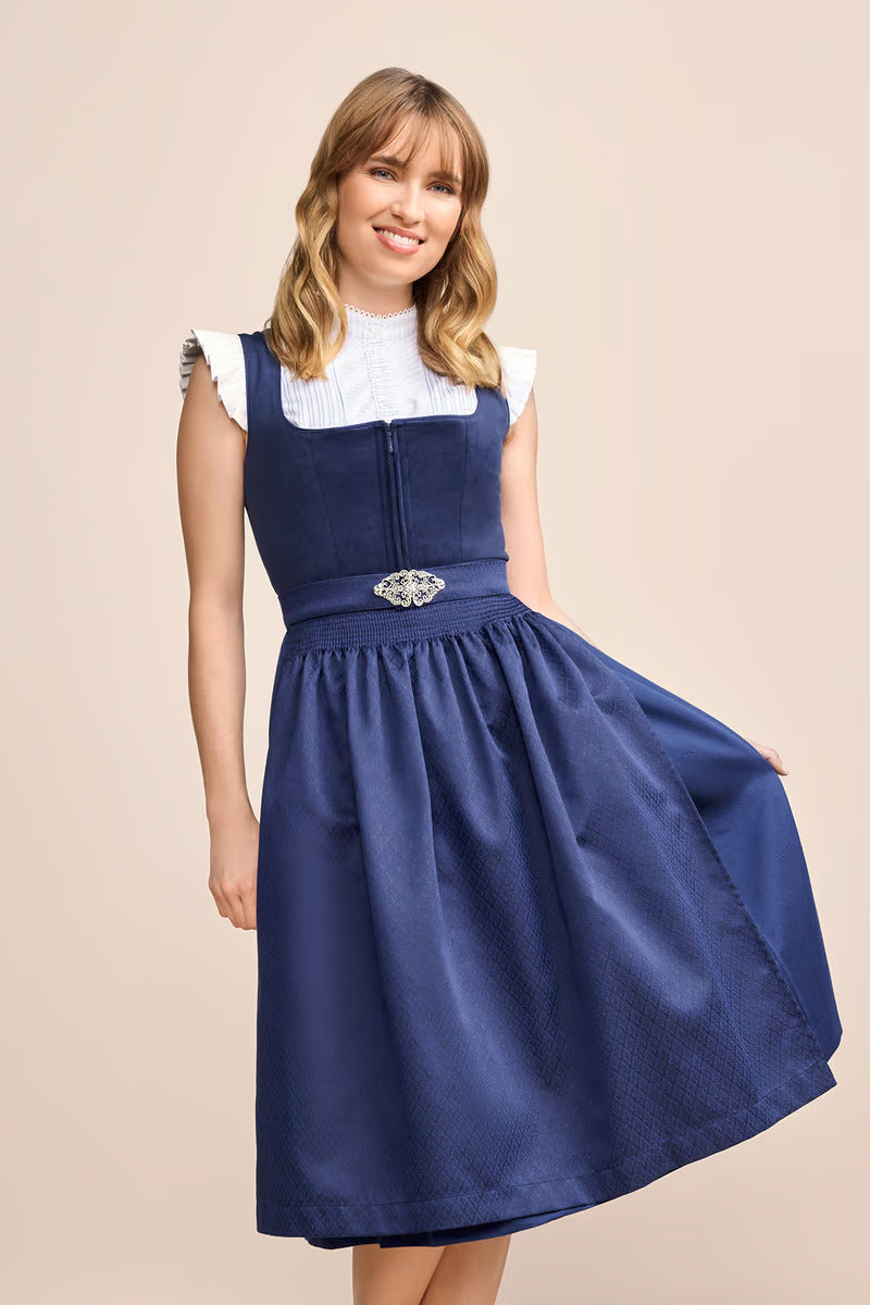 Kruger Long Dirndl 2pcs. 70cm "Alisha" blue