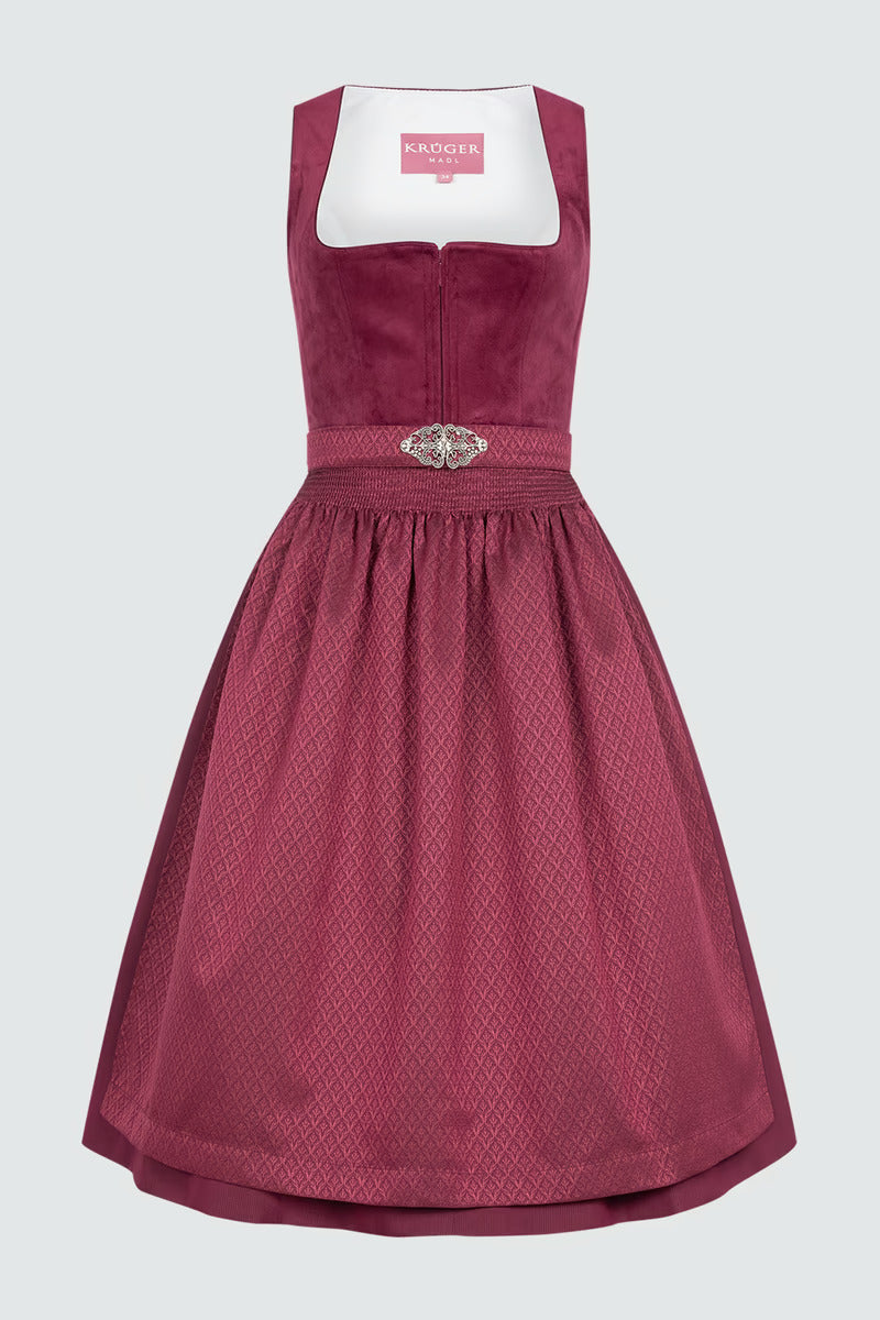 Kruger Long Dirndl 2pcs. 70cm "Alisha" berry