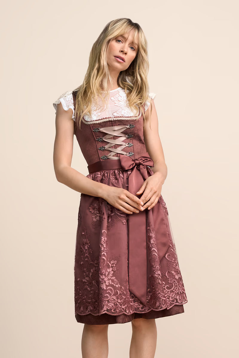 Kruger Midi Dirndl 2pcs. 60cm "Nevaeh" red (size 34,38)