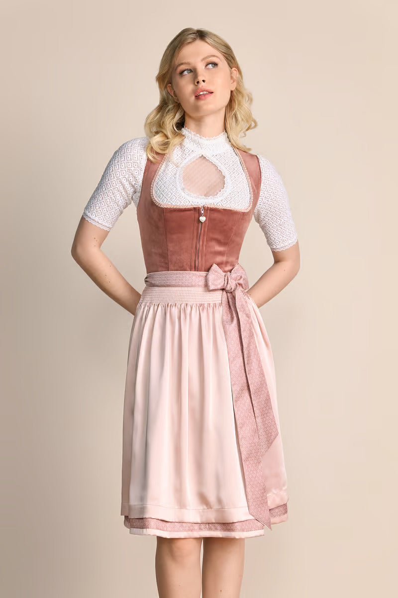 Kruger Midi Dirndl 2pcs. 60cm "Dena" red (40,42,48)