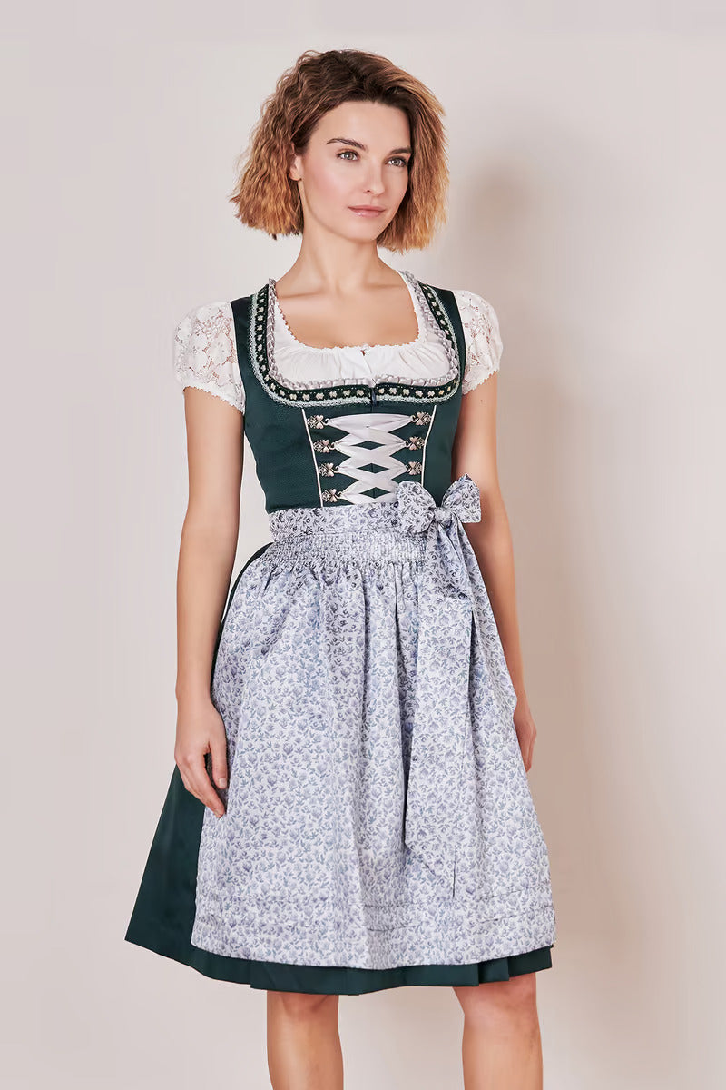 Kruger Midi Dirndl 2pcs. 60cm "RIEKE" green (38,42)