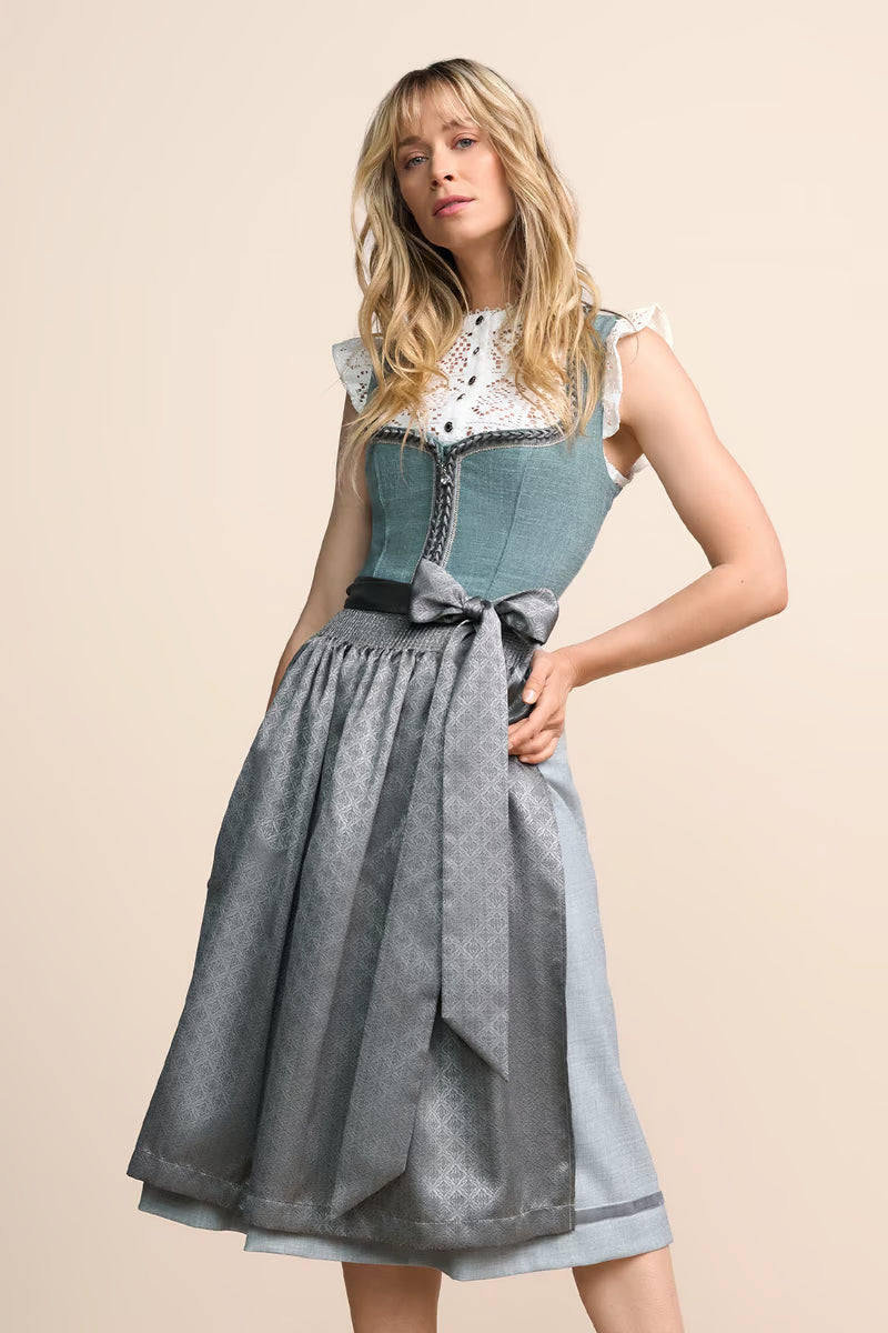 Kruger Long Dirndl 2pcs 70cm "Soleil" turquoise (size 36)