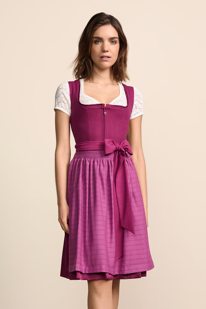 Kruger Midi Dirndl 2pcs. 60cm "Emmelina" berry