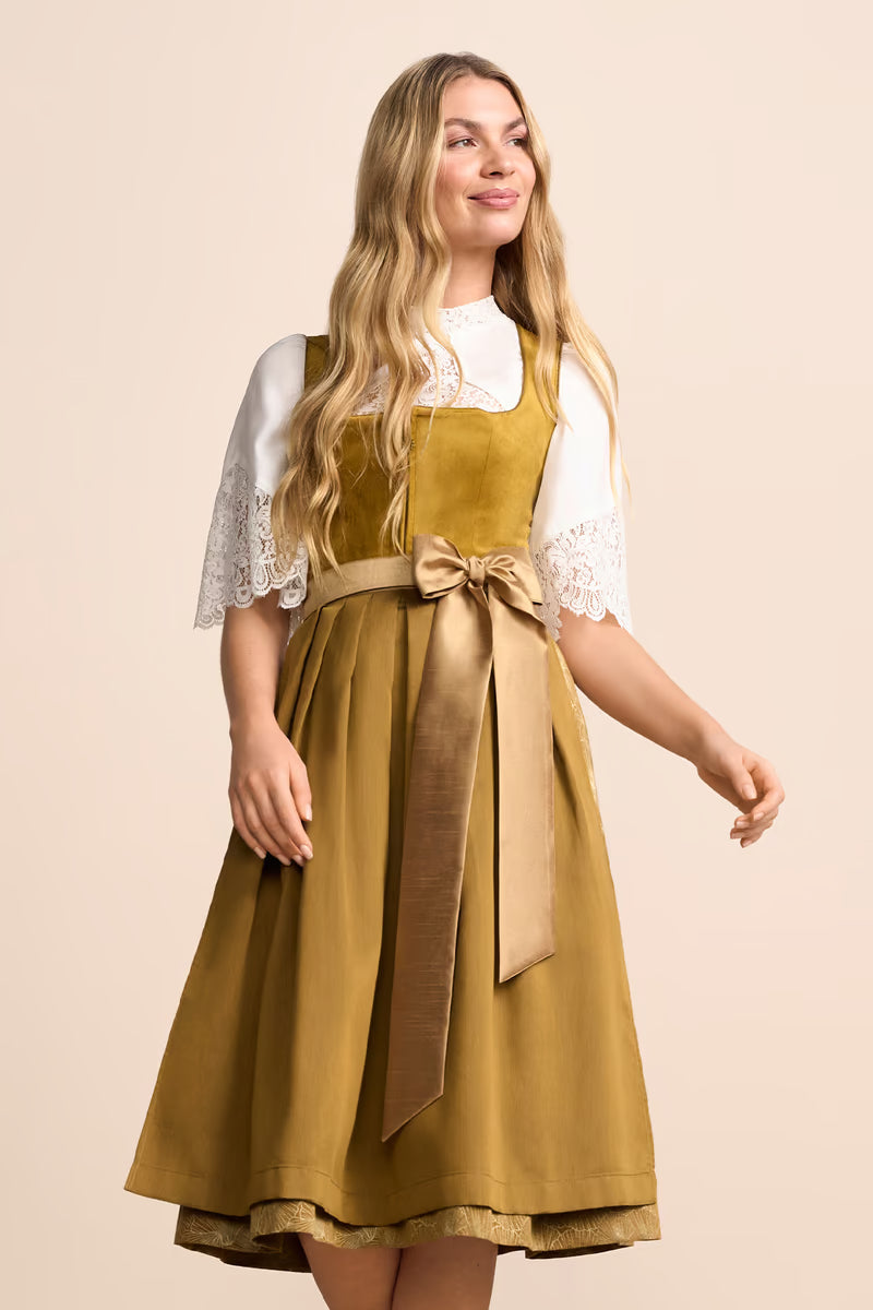 Krüger Myrcella Long Dirndl, Yellow — 70cm 2pc Set