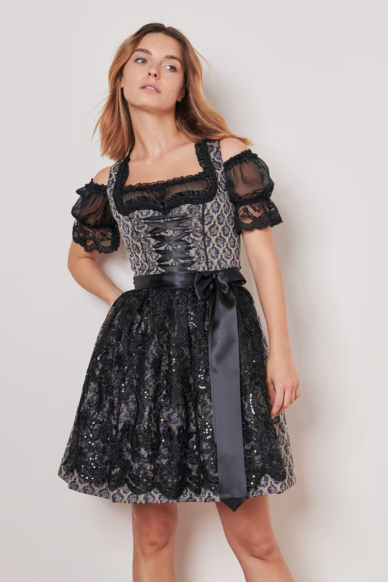 Kruger Mini Dirndl 2pcs. 50cm "Lonie" black (38,40)