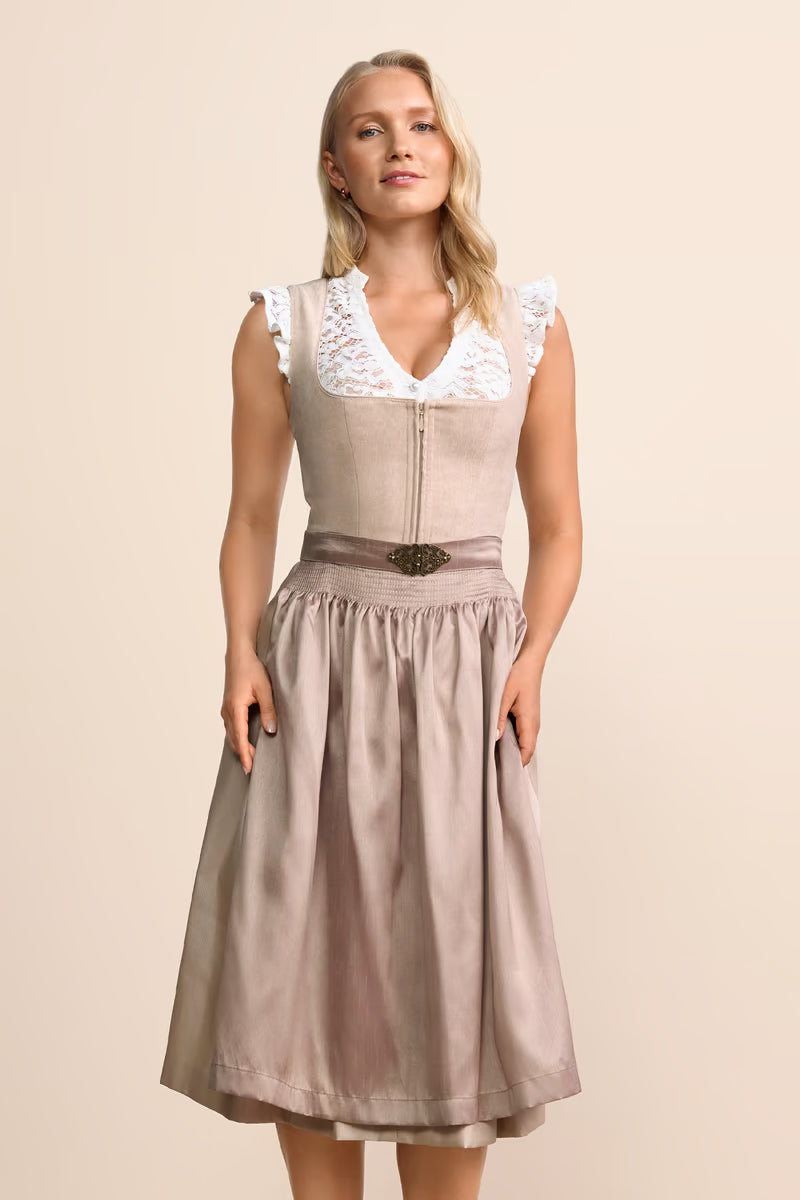 Kruger Long Dirndl 2pcs. 70cm "Evi" beige