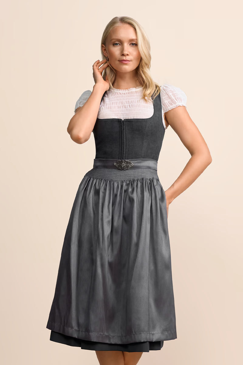 Kruger Long Dirndl 2pcs. 70cm "Evi" gray
