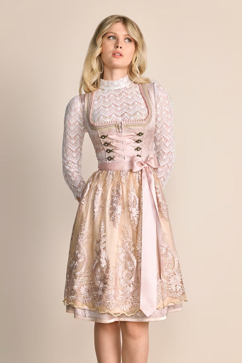 Kruger Midi Dirndl 2pcs. 60cm "Lunie" pink (34)