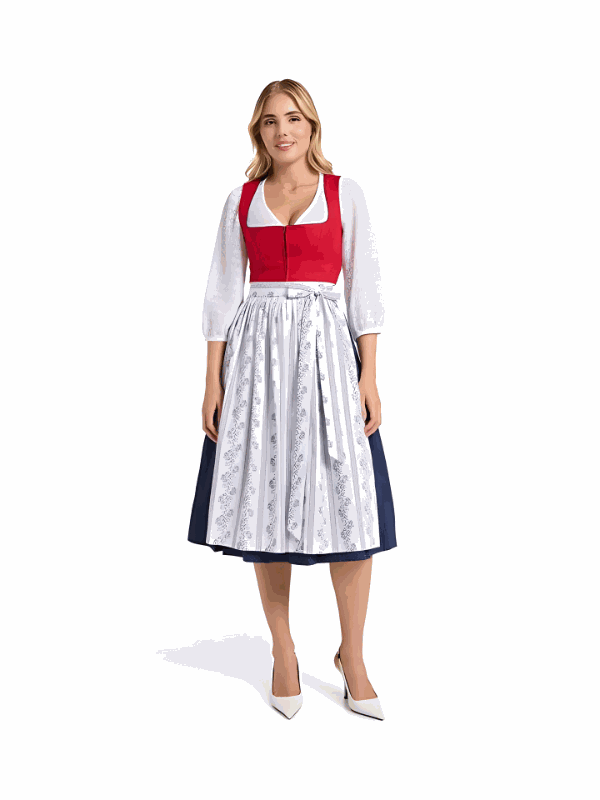 Berwin Maxi Dirndl 2pcs. 75cm "Alma" red