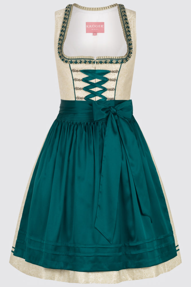 Kruger Midi Dirndl 2pcs. 60cm "Pistacchio" ecru/green (38)