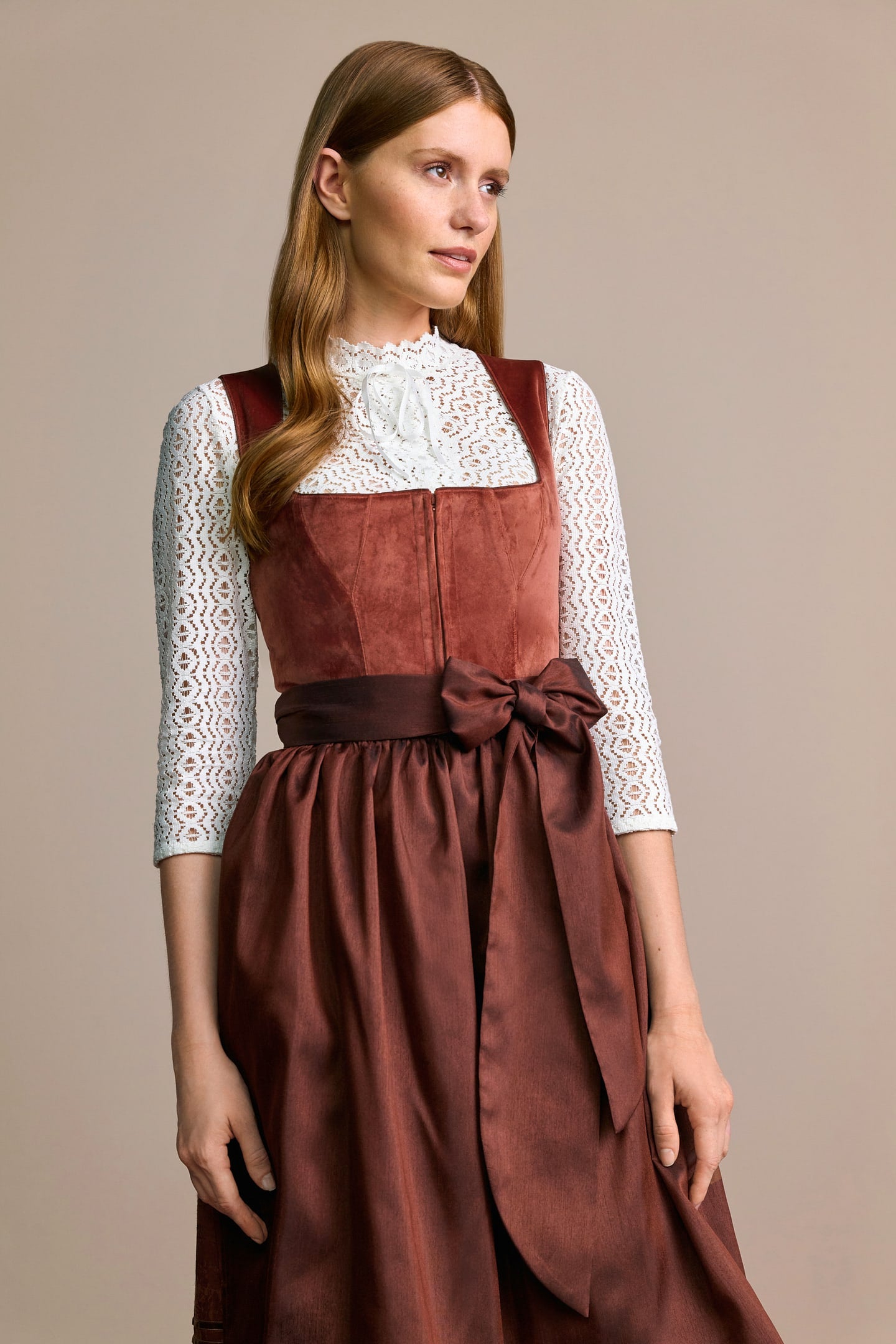 Julia Trentini Milla Midi Dirndl, Brown — 60cm