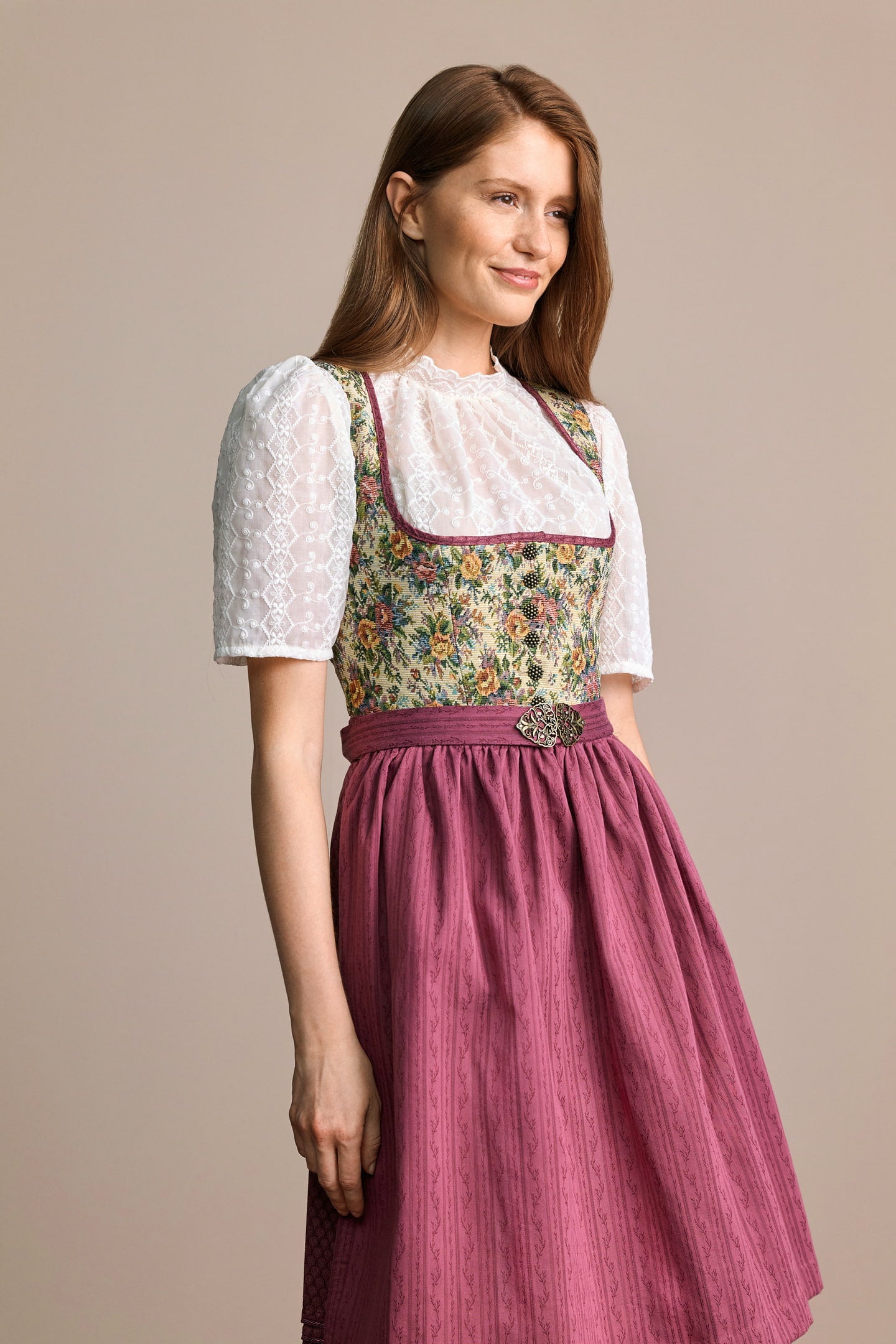 Julia Trentini Rosi Midi Dirndl, Floral Berry — 60cm