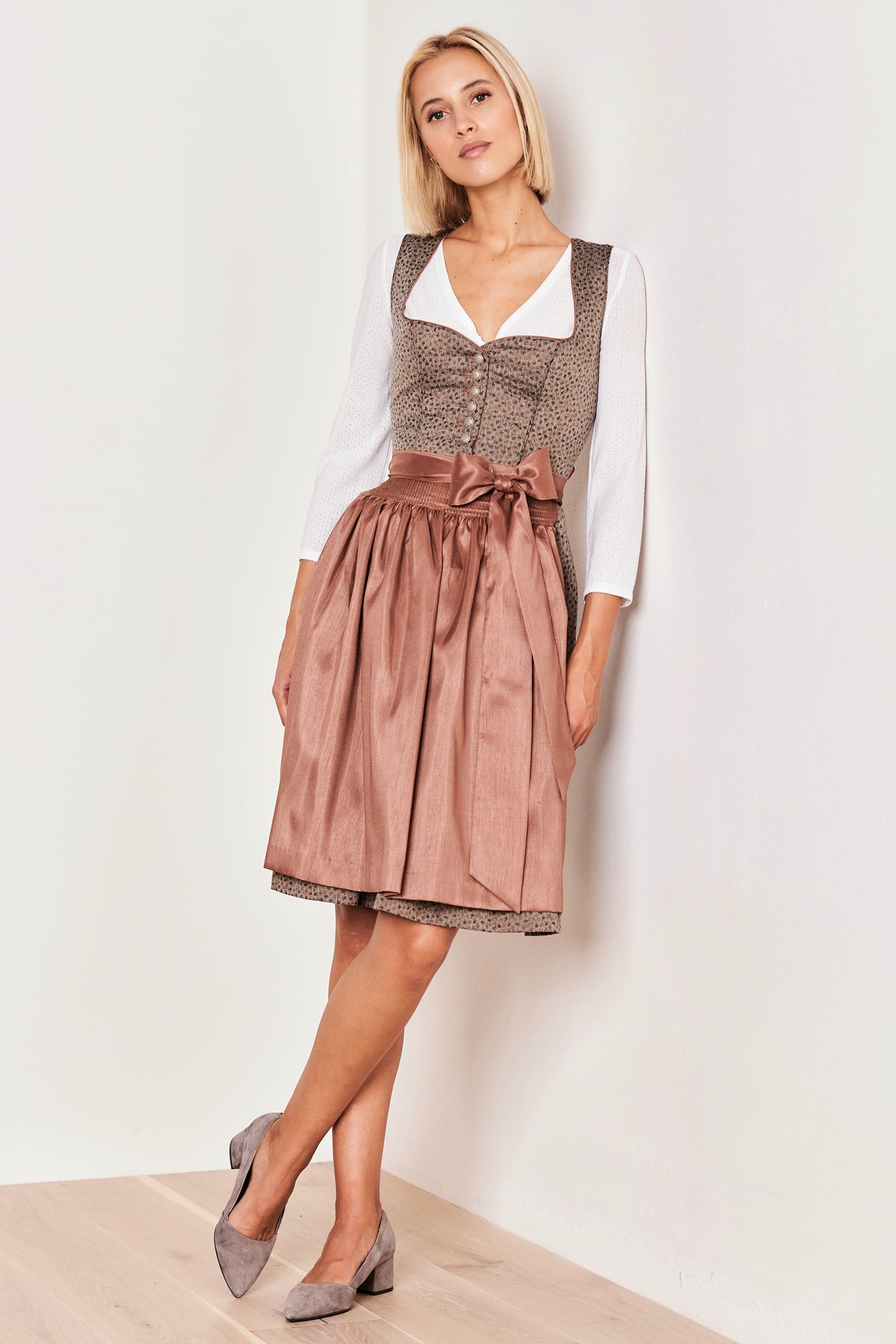 Julia Trentini Annette Midi Dirndl, Brown — 60cm