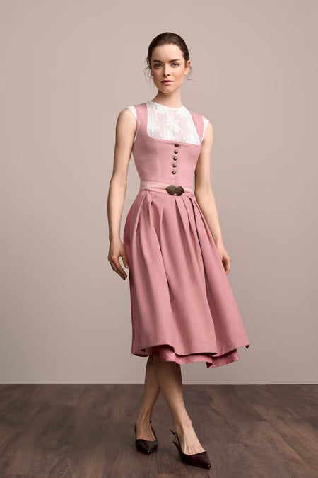 Julia Trentini Liselotte Dirndl, Rose Pink — 70cm Long