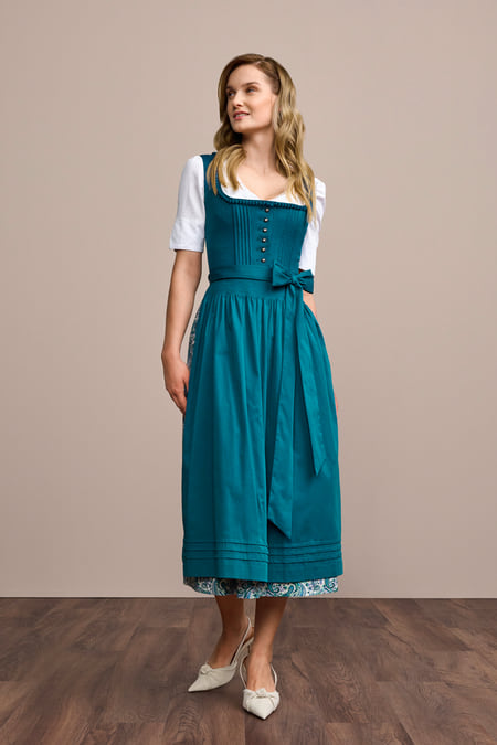 Julia Trentini Donna Dirndl, Turquoise — 80cm Maxi