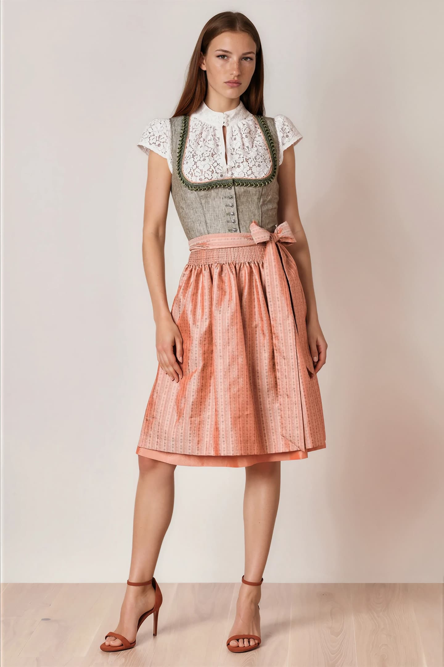 Julia Trentini Amelia Midi Dirndl Orange 60cm | CA Dirndl Haus
