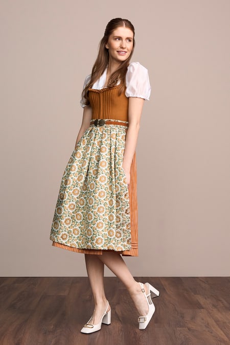 Julia Trentini Azura Dirndl, Orange — 70cm Long – CA Dirndl Haus