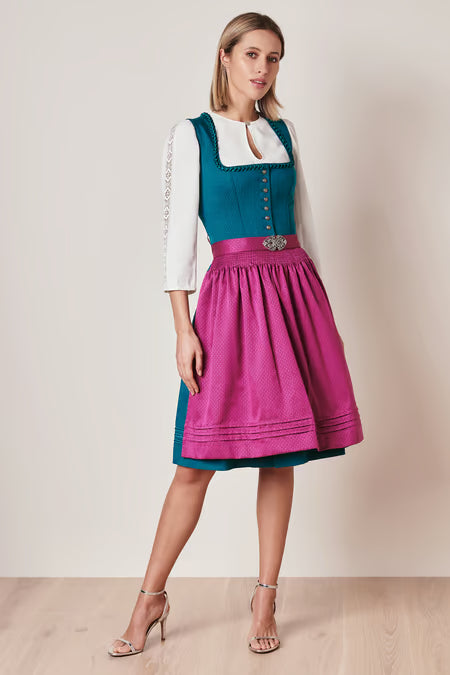 Julia Trentini Midi Dirndl 2pcs. 60cm "Dorea" green (size 38,40)