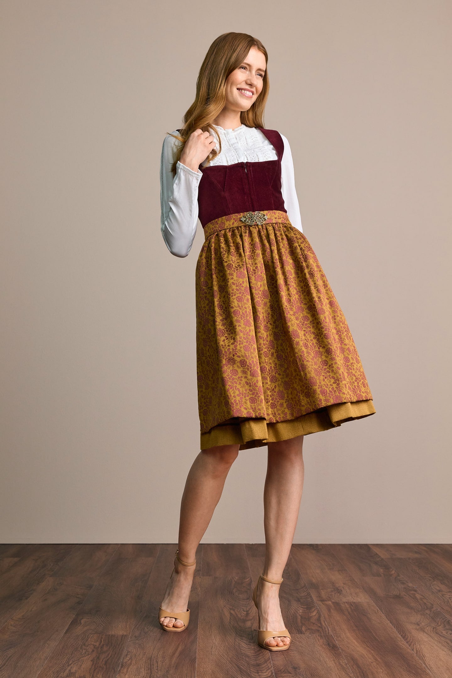 Julia Trentini Elin Midi Dirndl, Red — 60cm