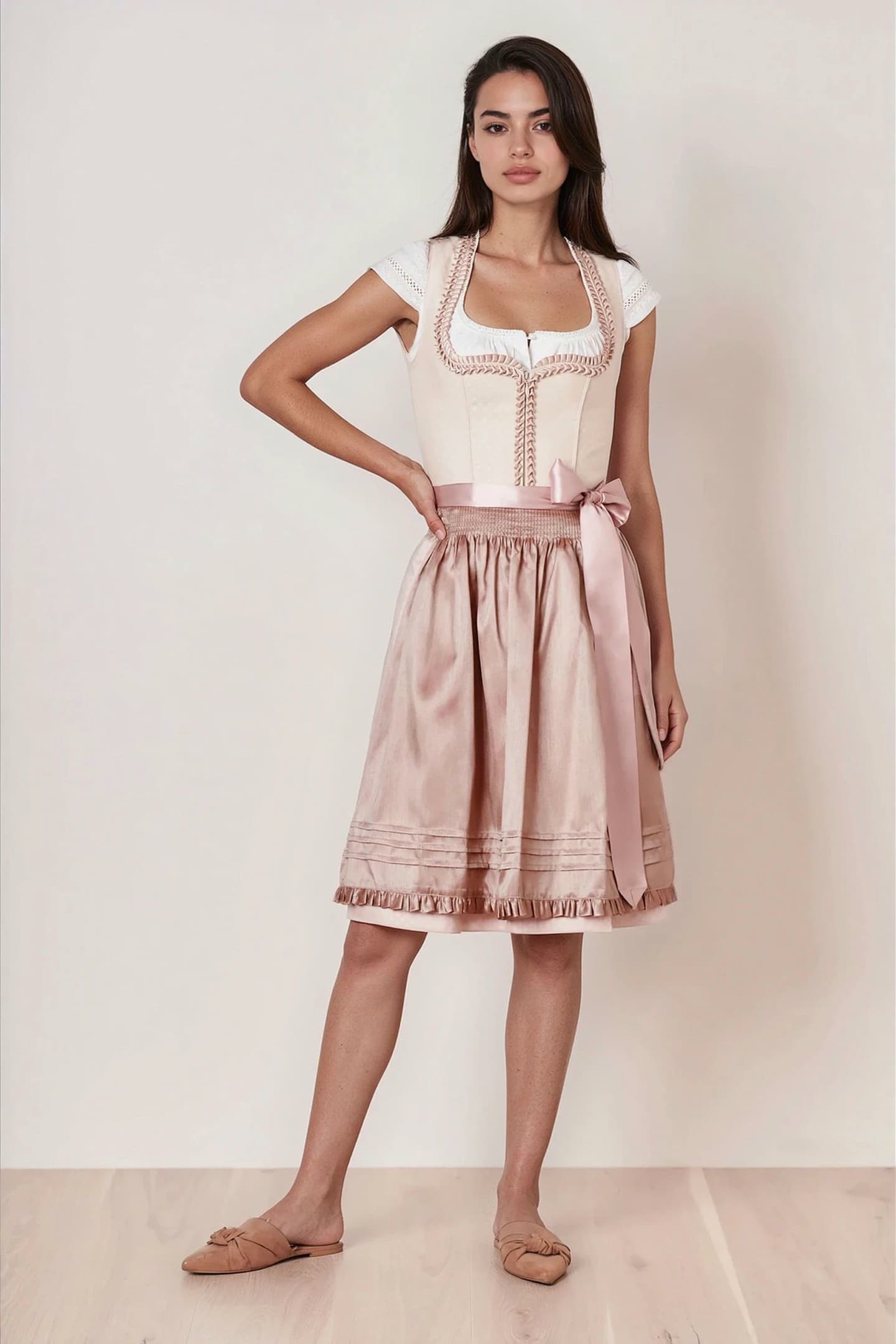 Julia Trentini Claudia Midi Dirndl, Rose — 60cm