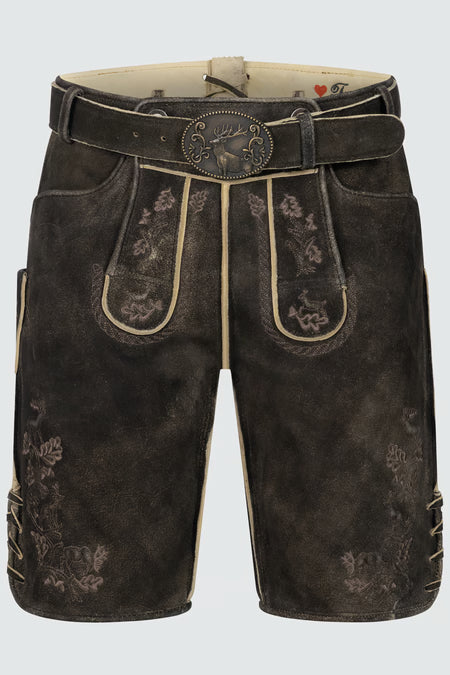 Trentini Men's Lederhosen "Jakob" dark brown with belt