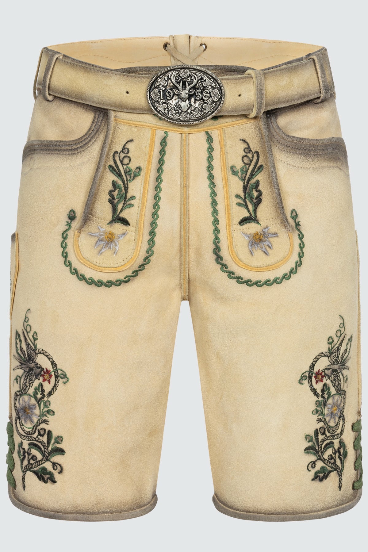 Kruger Men's Lederhosen "Darian" with Belt - Beige