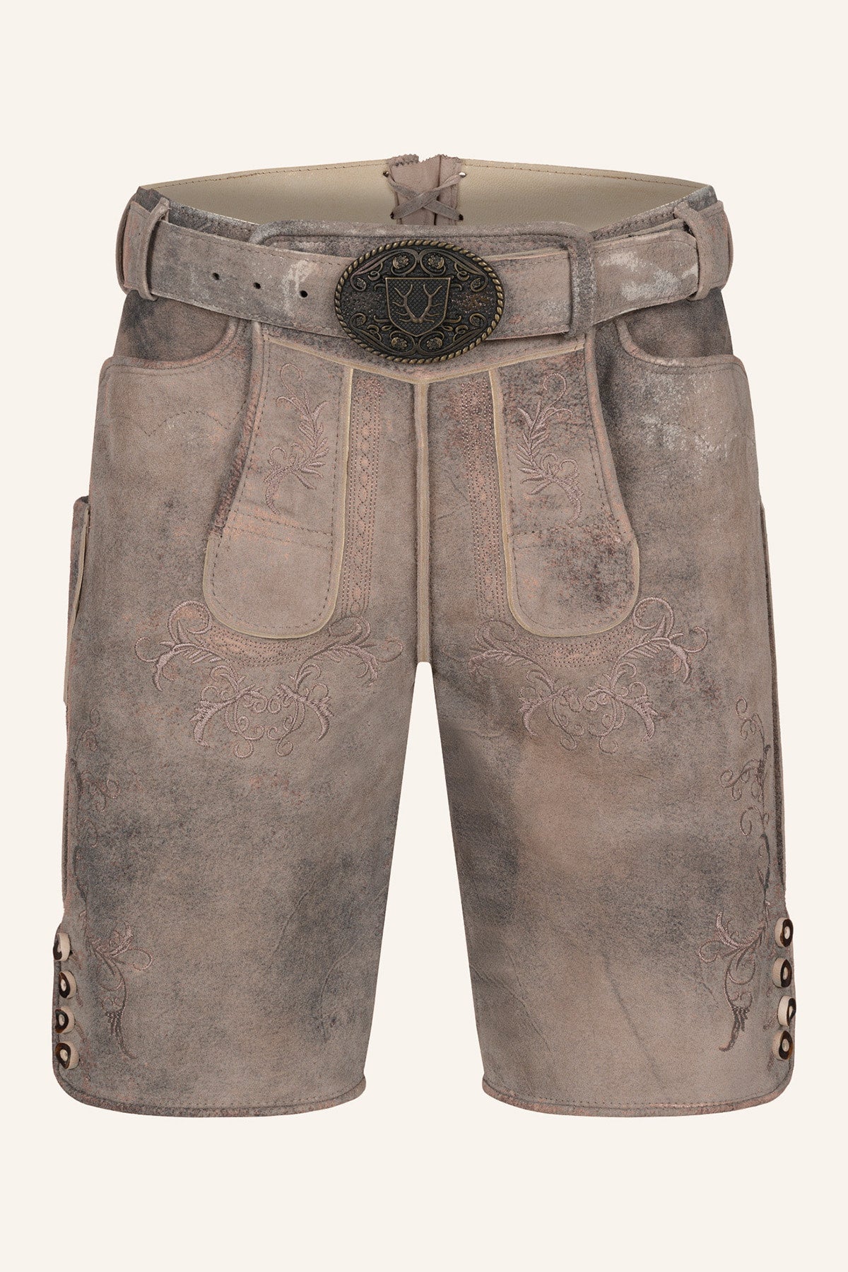 Kruger Men's Lederhosen "Delio" with Belt - Brown