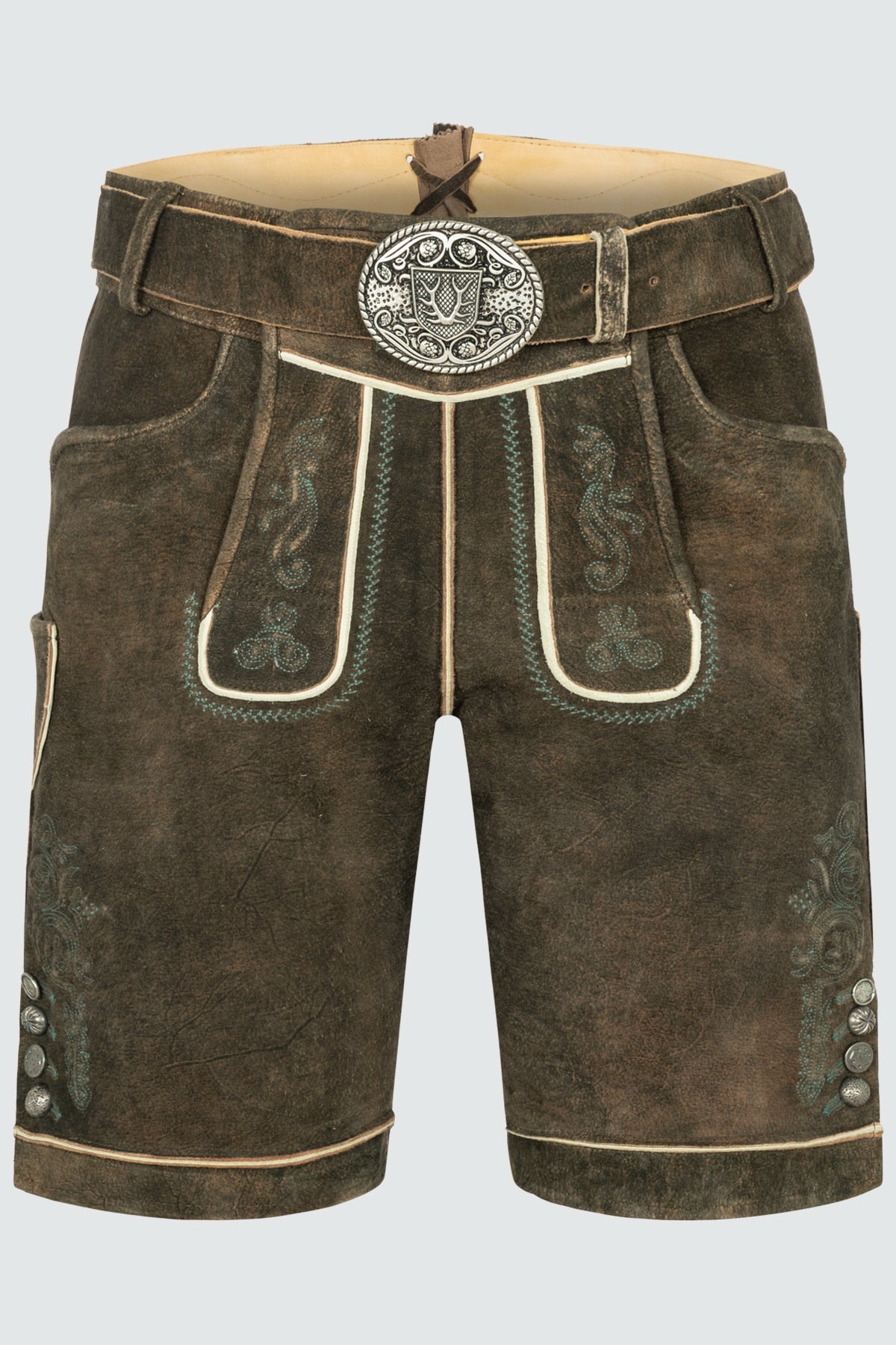 Kruger Men's Lederhosen "Jayden" with Belt - Brown