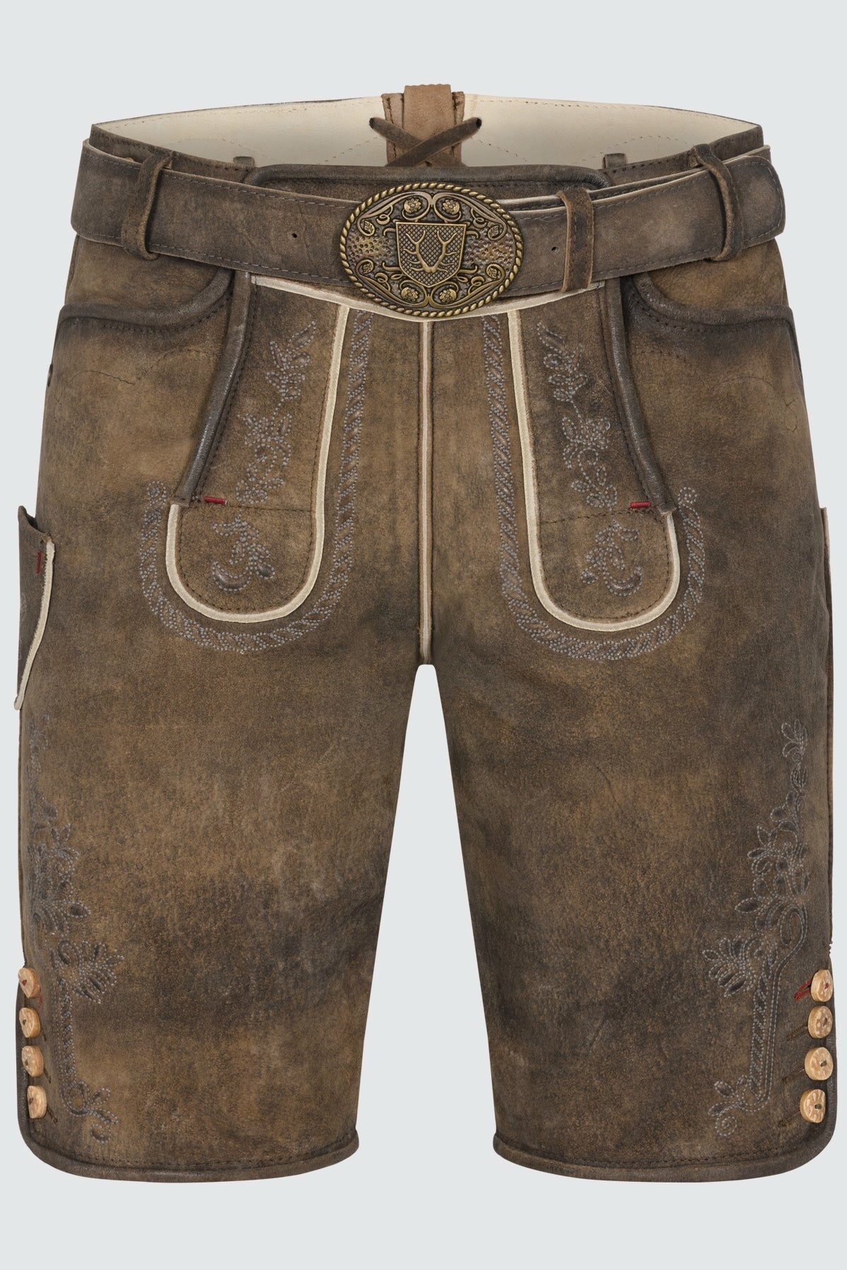 Kruger Men's Lederhosen "Dante" with Belt - Brown