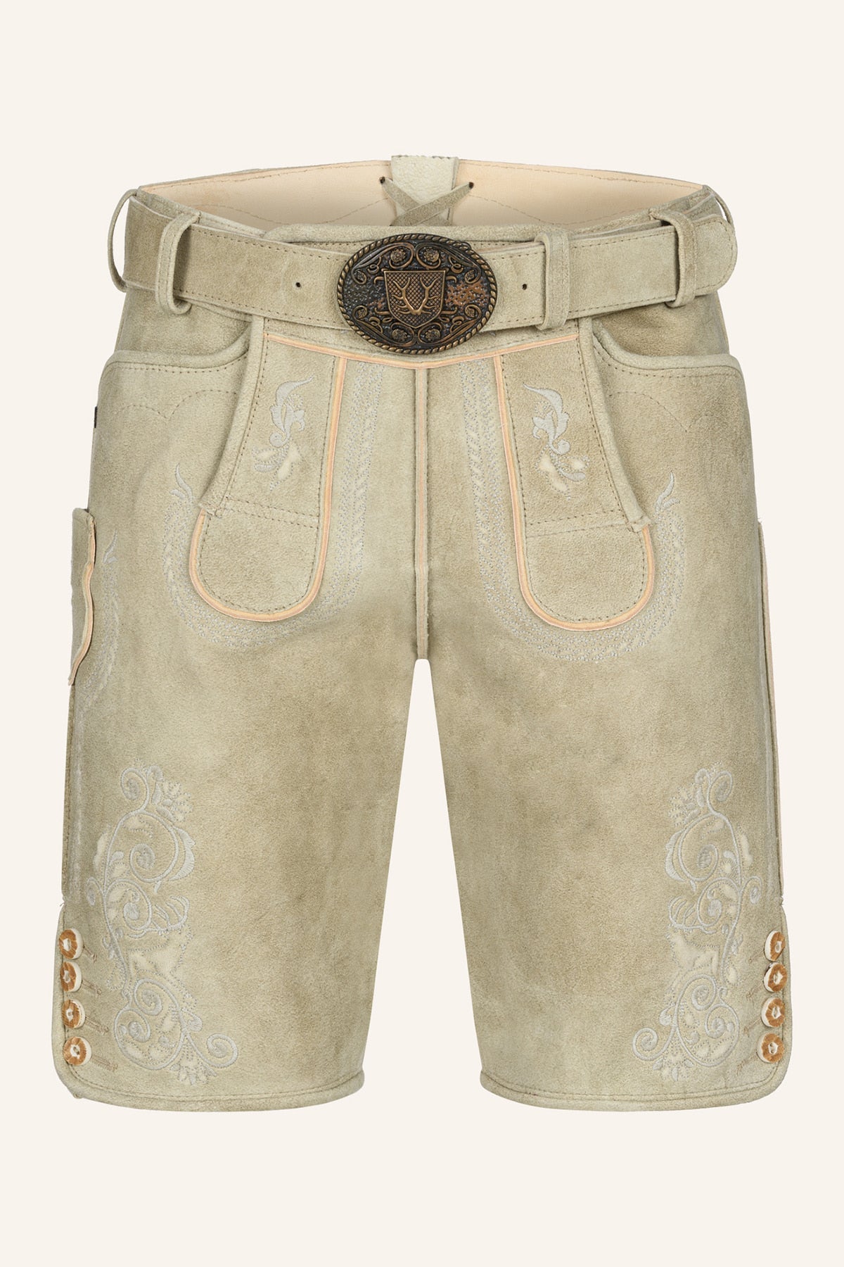 Kruger Men's Lederhosen "Miquel" with Belt - Beige