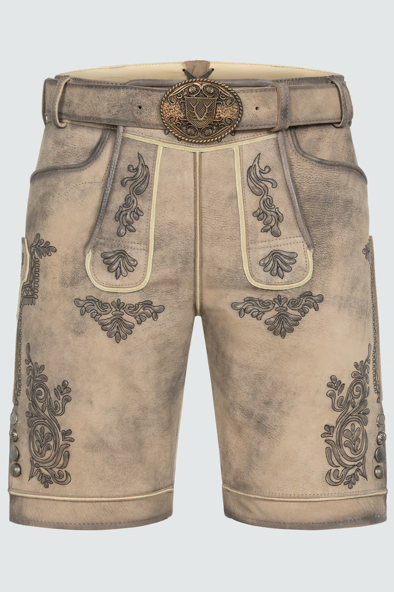 Kruger Men's Lederhosen "Rob" (beige) with Belt (48 only)