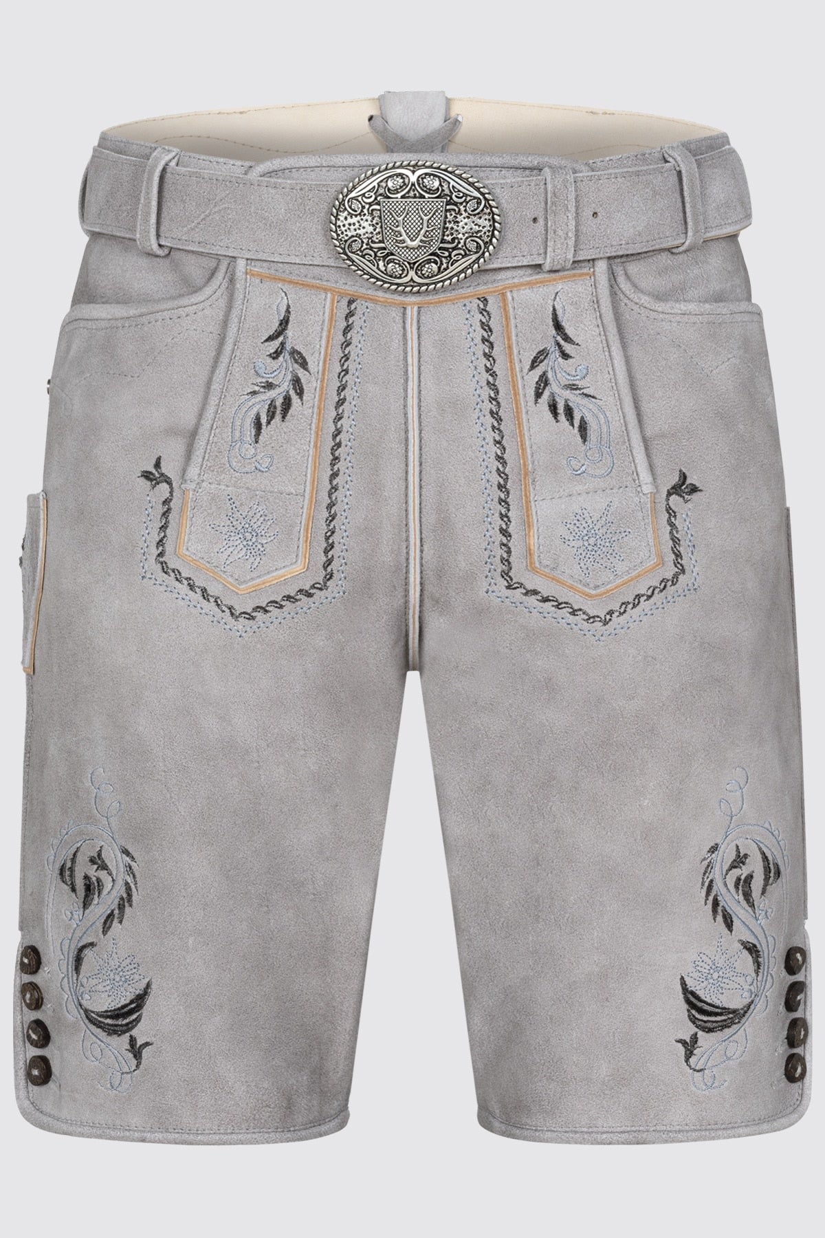 Kruger Men's Lederhosen "Heiko" with Belt - Gray