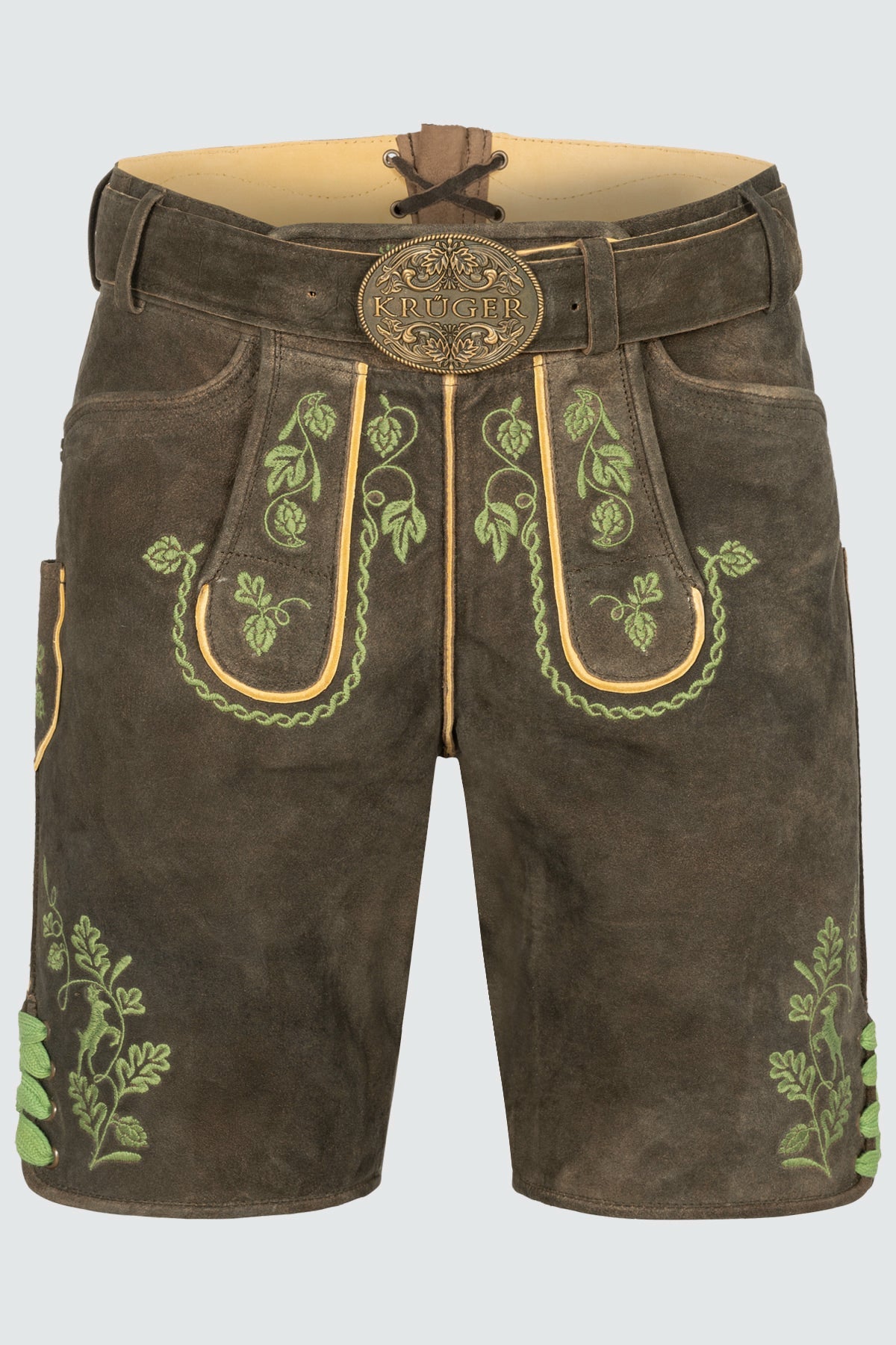 Kruger Men's Lederhosen "Cassius" with Belt - Brown