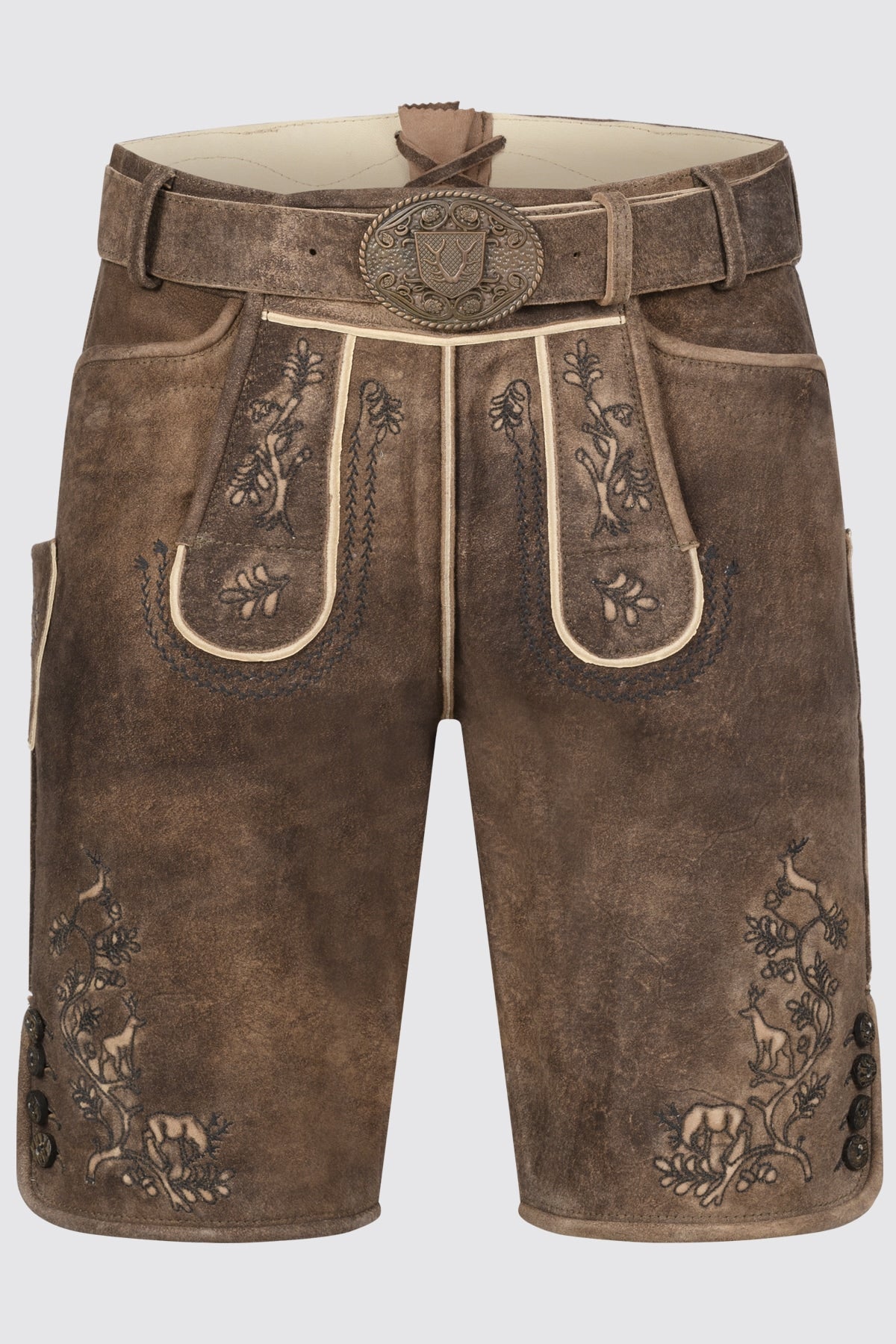 Kruger Men's Lederhosen "Mischa" with Belt - Brown