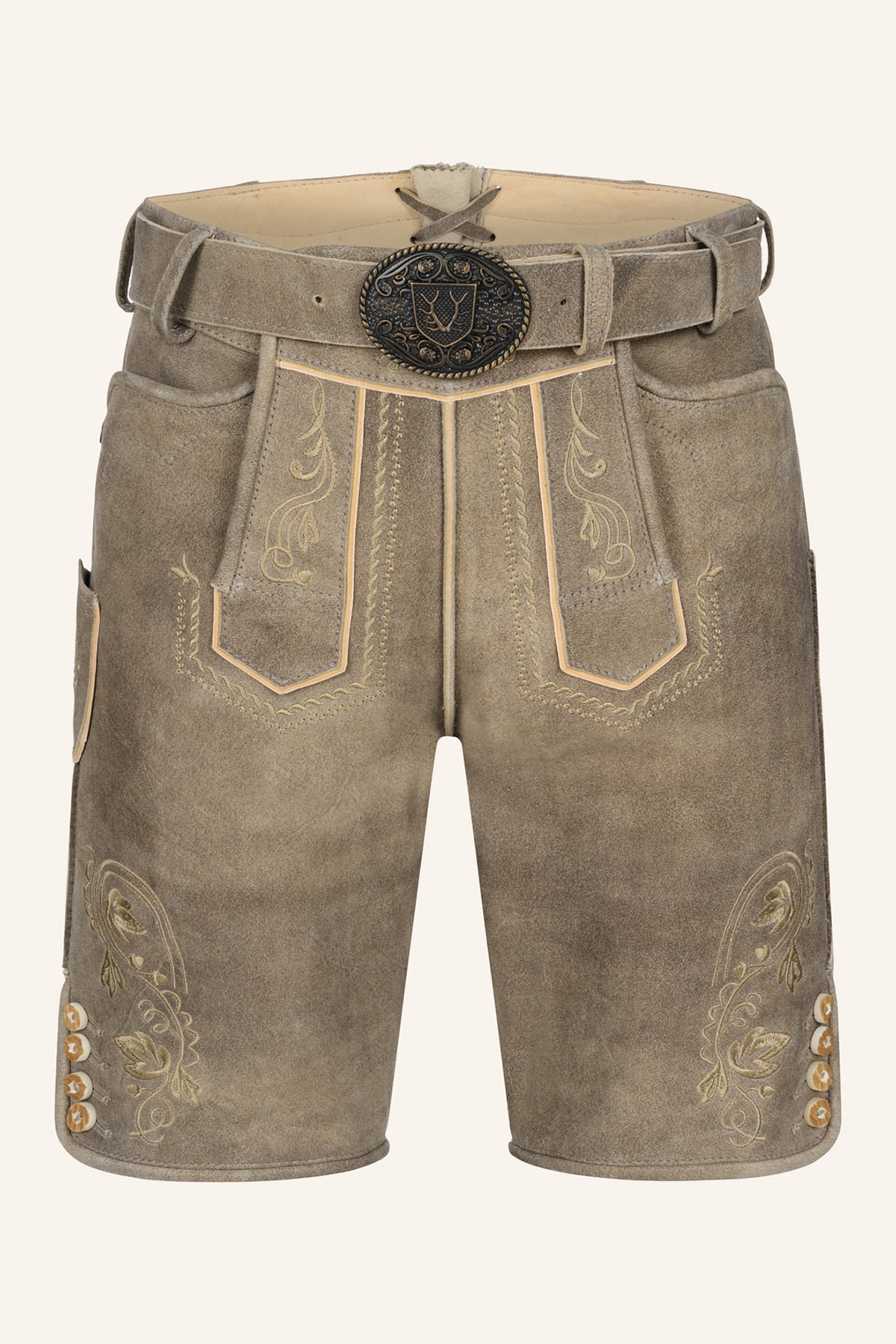 Kruger Men's Lederhosen "Ivan" with Belt - Brown