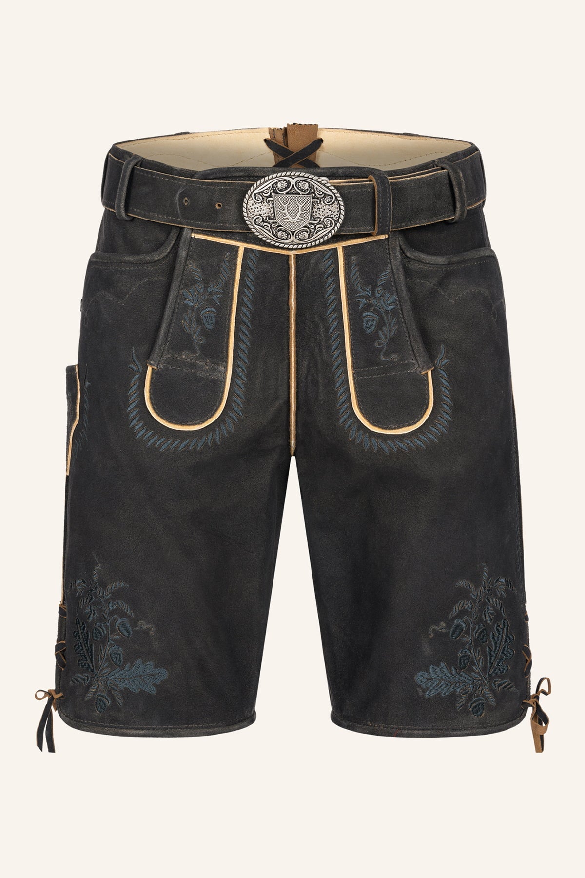 Kruger Men's Lederhosen "Edo" with Belt - Brown