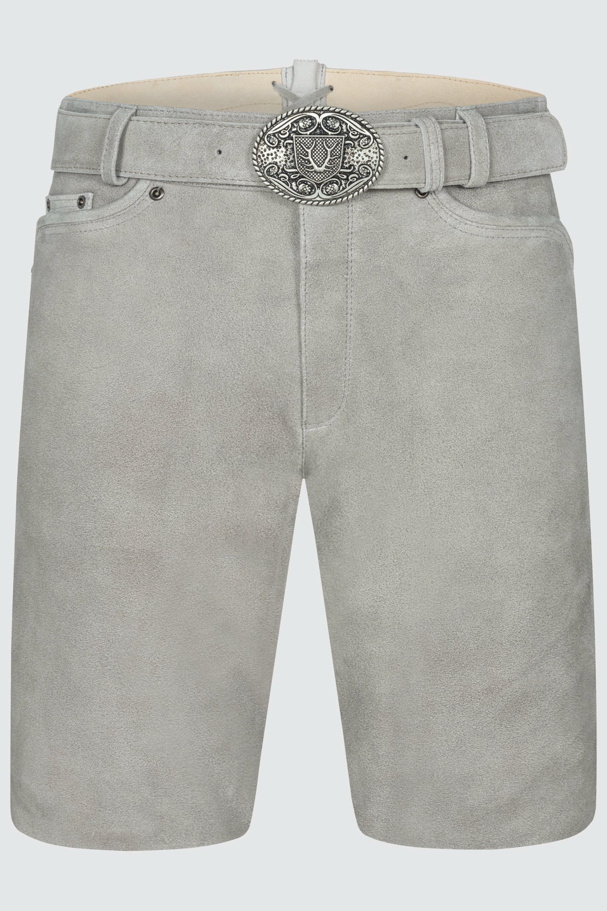 Kruger Men's Lederhosen "Jari" with Belt - Gray