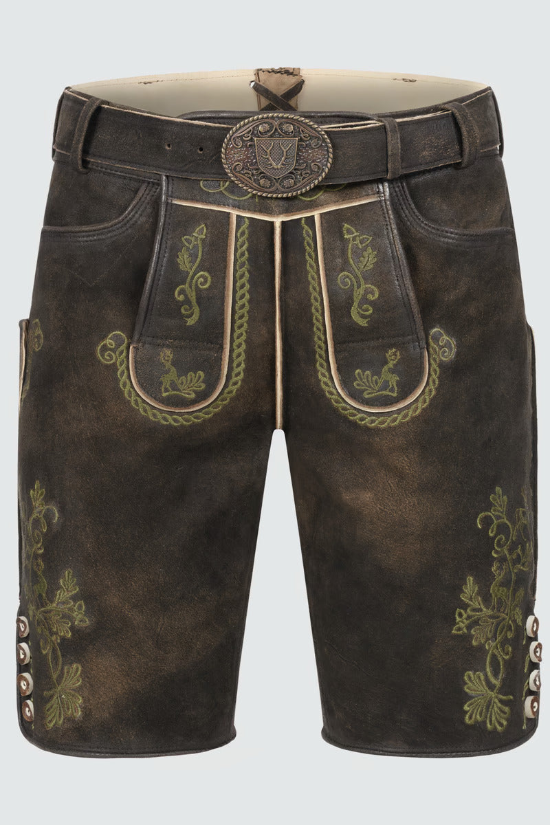 Kruger Men's Lederhosen "Milian" with belt (dark brown)