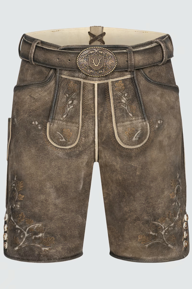 Kruger Men's Lederhosen "Wanja" (brown) with Belt